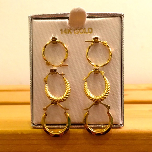 14 Karat Gold Set of 3 Earrings (6 Earrings Total)